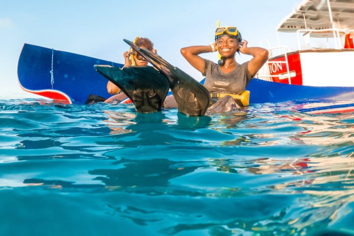 a man in a pool of water