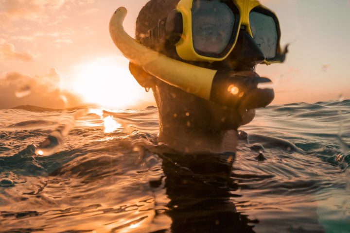 a person swimming in the water